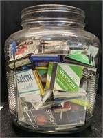 Assorted Advertising Matches 
Vtg Jar Included
