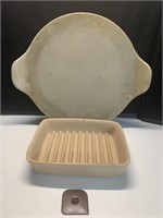 Pampered Chef Pizza Stone & Grooved Dish(looks