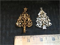 2 Eisenberg ice Christmas tree brooches