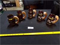 (5) Vintage Western Cowboy Siesta Ware Brown Mugs