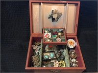 Large lot of jewelry  in vintage jewelry box