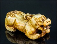 Chinese Archaic Yellow Jadeite Carved Pixiu Toggle