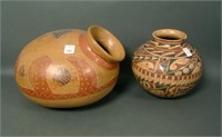 Lot of Two Ortiz Decorated Mexican Pottery Vessels
