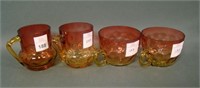 Lot of 4 Victorian Amberina Punch Cups