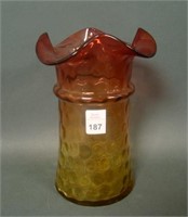 Victorian Amberina IVT Honeycomb Celery Vase