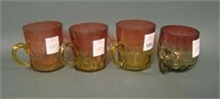 Lot of 4 Victorian Amberina Punch Cups