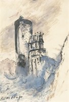Victor Hugo French Watercolor on Paper