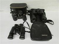 3 Pair Binoculars by Tasco, Vivitar, Saratoga