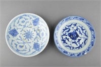 Two Jiaqing Period Blue & White Porcelain Plates