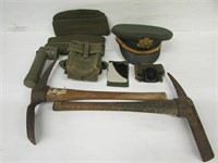 3 Military hats, ammo pouch, compass, signaling