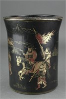 Chinese Lacquer Wood Brush Pot with Kangxi Mark NR
