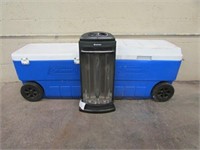 2 Coleman Coolers on Wheels, Electric Heater