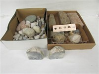 2 Geodes, quartz, rock display, smooth rocks,