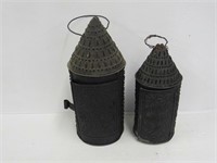 2 Punched Tin Lanterns, 15" and 12"