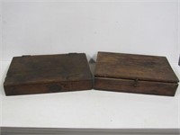 2 Wooden Boxes 1 w/glass, 1 Divided