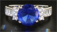 Round 2.50 ct Sapphire & Baguette Ring