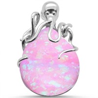 Oval Pink Opal Octopus Pendant