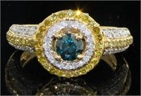 14kt Gold 1.50 ct Fancy Blue & Yellow Diamond Ring