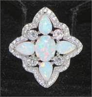 Stunning White Opal & White Topaz Designer Ring