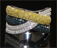 Genuine 1.25 ct Fancy Blue-Yellow Diamond Ring