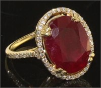 14kt Yellow Gold 9.04 ct Ruby and Diamond Ring