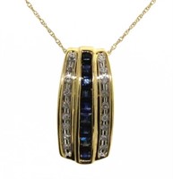10kt Gold Natural Sapphire & Diamond Necklace