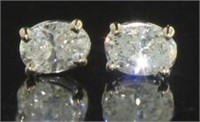 14kt Gold Oval 3/4 ct Diamond Stud Earrings