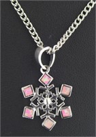 Beautiful Pink Opal Designer Snowflake Pendant