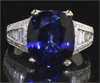 14kt Gold 9.84 ct Sapphire & Diamond Ring