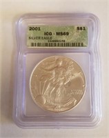 2001 ICG MS69 American Silver Eagle