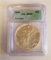 1992 ICG MS69 American Silver Eagle