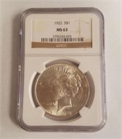 1922 NGC MS63 Silver Peace Dollar