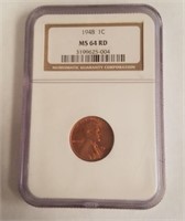 1948 NGC MS64 RD Lincoln Wheat Penny