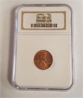 1944 NGC MS65 RD Lincoln Wheat Penny