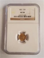 1851 NGC AU58 $1.00 Gold Liberty