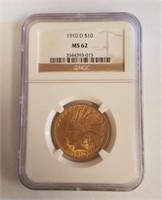1910 D NGC MS62 $10.00 Gold Indian