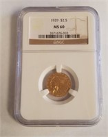 1929 NGC MS60 $2.50 Gold Indian