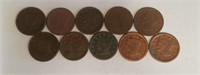 Lot of 10 Assorted Dates Large Cents