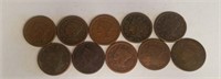 Lot of 10 Assorted Dates Large Cents