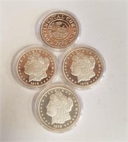 Lot of 4 2oz. .999 Silver Rounds