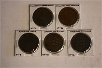 Lot of 5 Assorted Hard Times Tokens