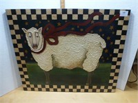 Folk Art Sheep on Canvass