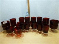 Red Glass Glasses - Lot