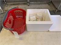 Styrofoam Cooler, Basket, Misc. Lot