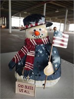 Tin snowman candle holder