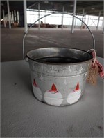 Small decorative bucket with snowmen