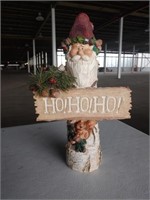 Santa Claus carved log decor