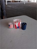 Patriotic cup and shot glasses
