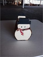 Decorative wooden Snowman with pine cones