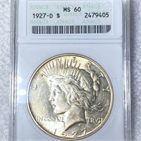 1927-D Silver Peace Dollar ANACS - MS60